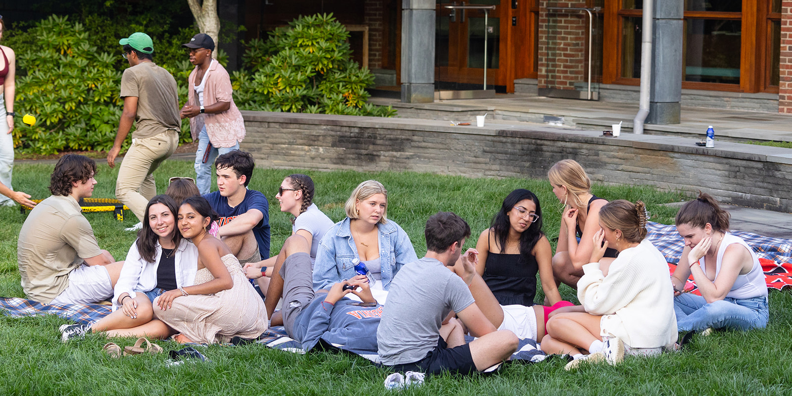 Students gather in courtyard