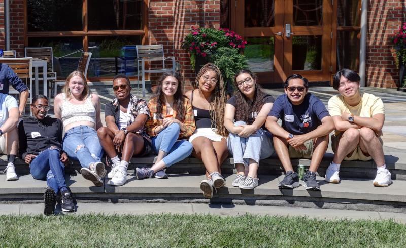 Students on steps